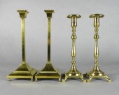 TWO PAIRS OF BRASS CANDLESTICK