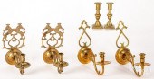 TWO PAIRS OF BRASS WALL SCONCE