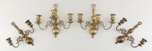 TWO PAIRS OF BRASS WALL SCONCE