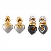 TWO PAIRS OF BULGARI 18K STAIN