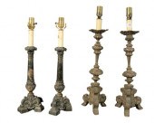 TWO PAIRS OF CANDLESTICK LAMPS