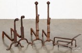 TWO PAIRS OF CAST IRON ANDIRON