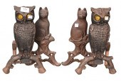 TWO PAIRS OF CAST IRON ANDIRON