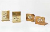 TWO PAIRS OF CHINESE BRASS BOO