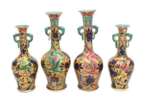 TWO PAIRS OF CHINESE CLOBBERED