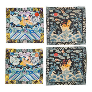 Two Pairs of Chinese Embroidered