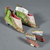 TWO PAIRS OF CHINESE EMBROIDER