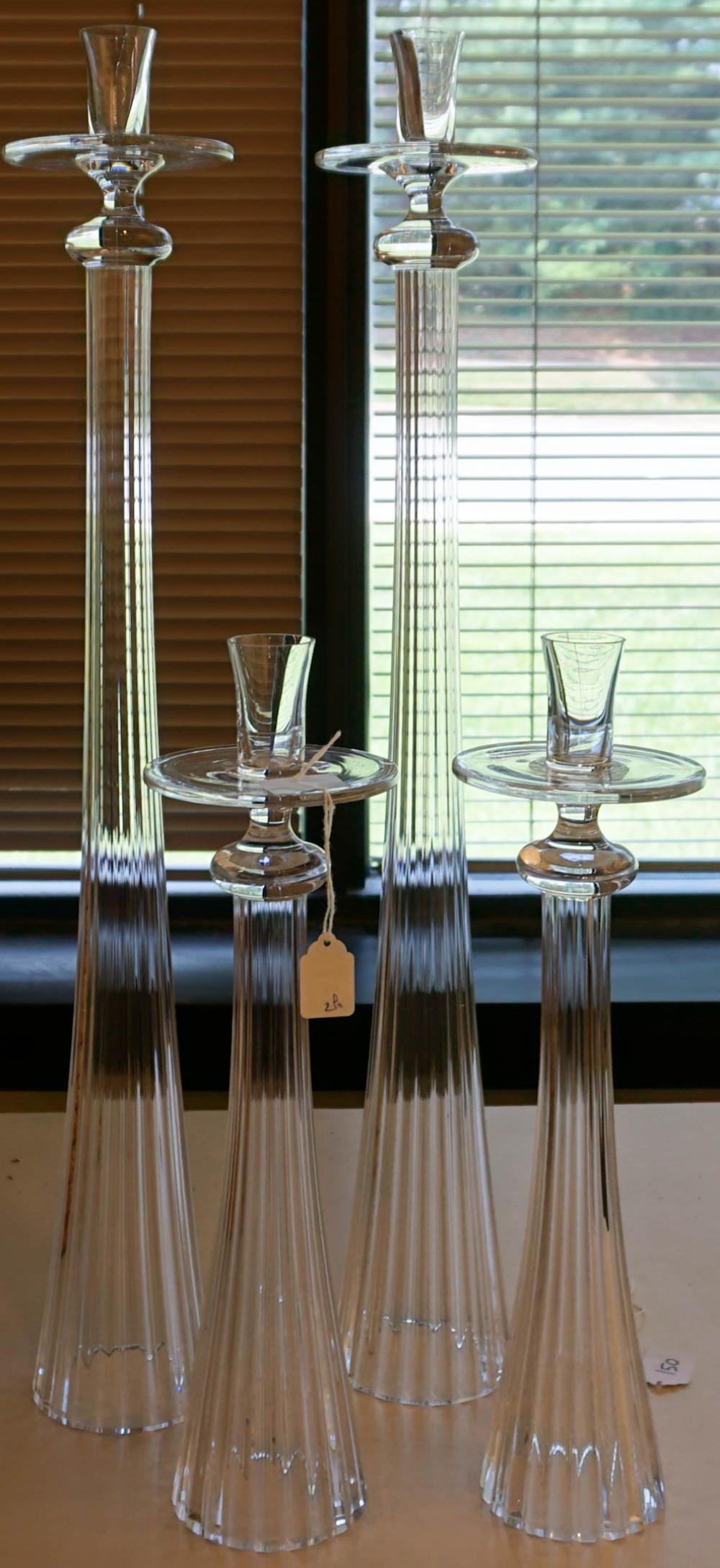 TWO PAIRS OF CLEAR GLASS TALL