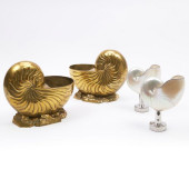 TWO PAIRS OF CONCH FORM CENTER