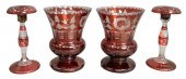 TWO PAIRS OF CRANBERRY CUT TO