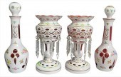TWO PAIRS OF CRANBERRY GLASS,