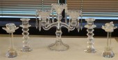 TWO PAIRS OF CRYSTAL CANDLEHOL