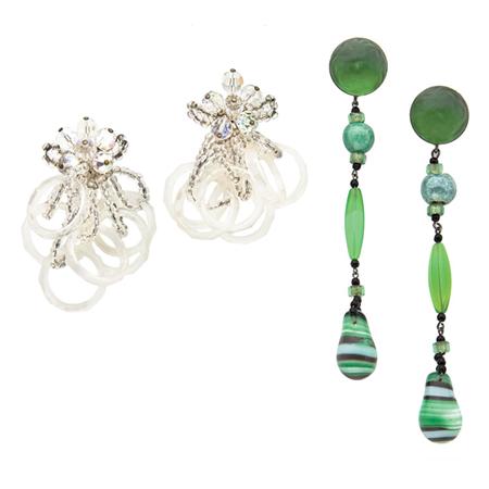 Two Pairs of Dangling Earrings 	 