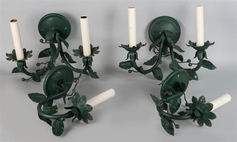 TWO PAIRS OF DARK GREEN-PAINTED