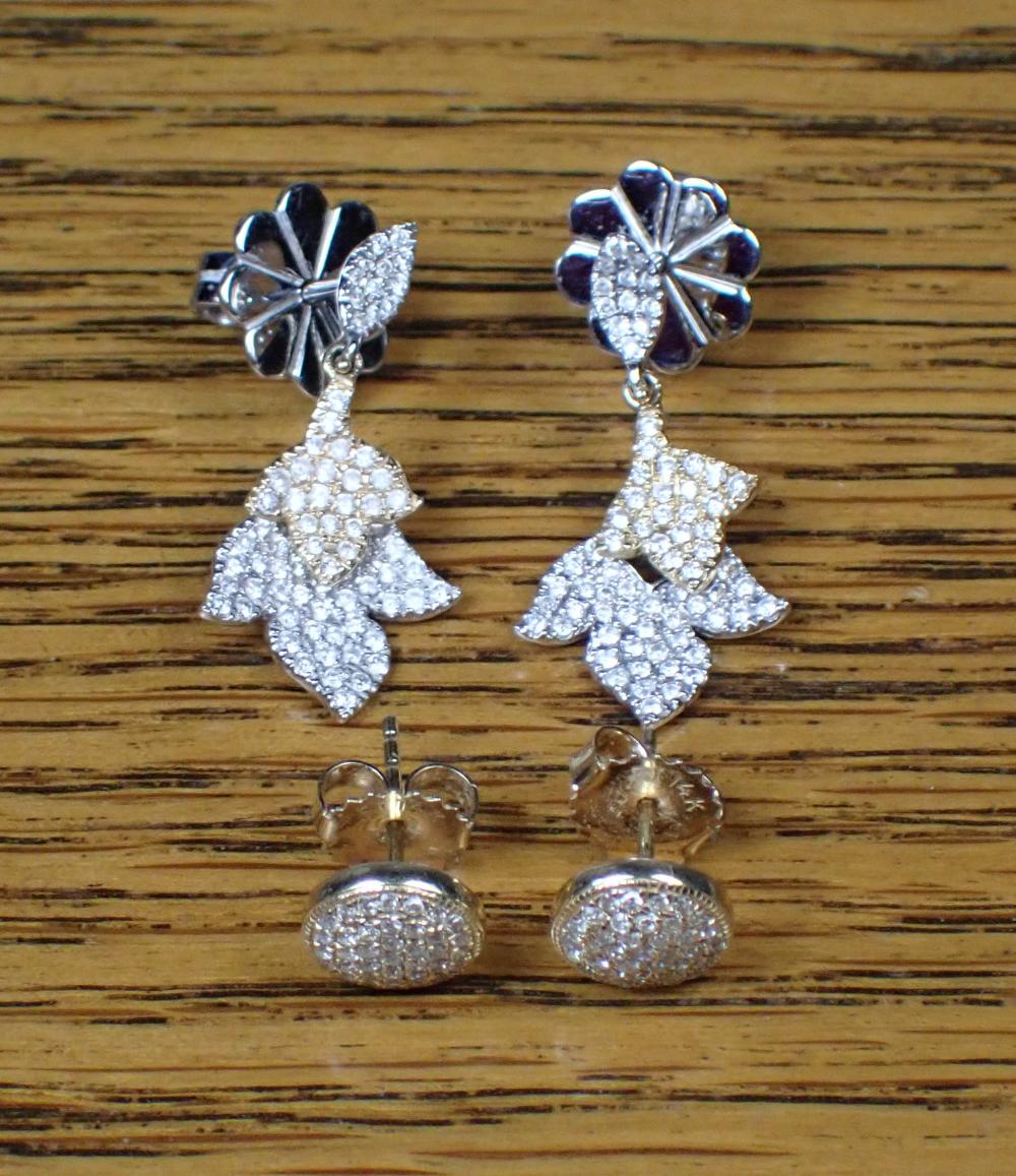 TWO PAIRS OF DIAMOND AND GOLD