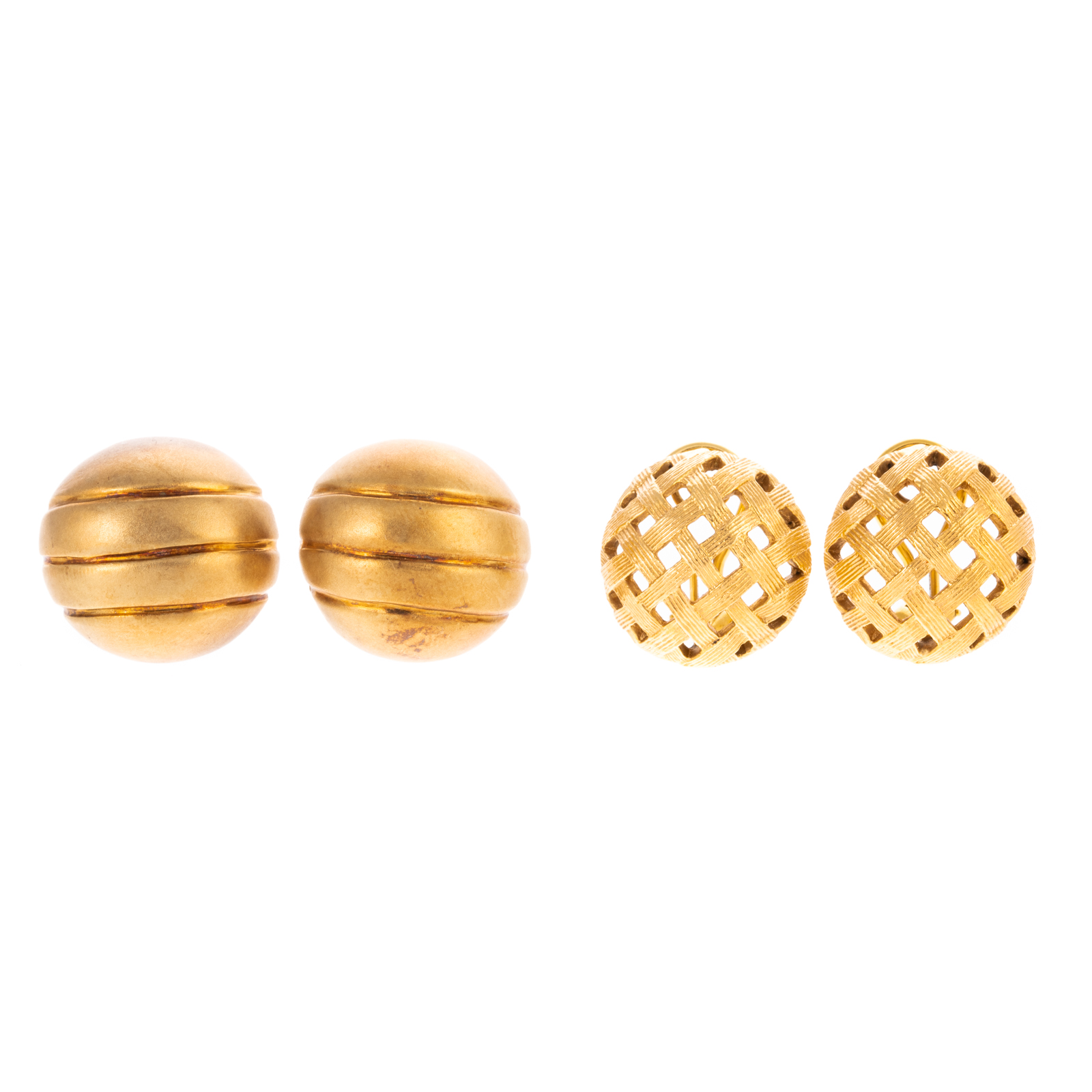 TWO PAIRS OF DOME EARRINGS IN 18K &