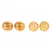 TWO PAIRS OF DOME EARRINGS IN