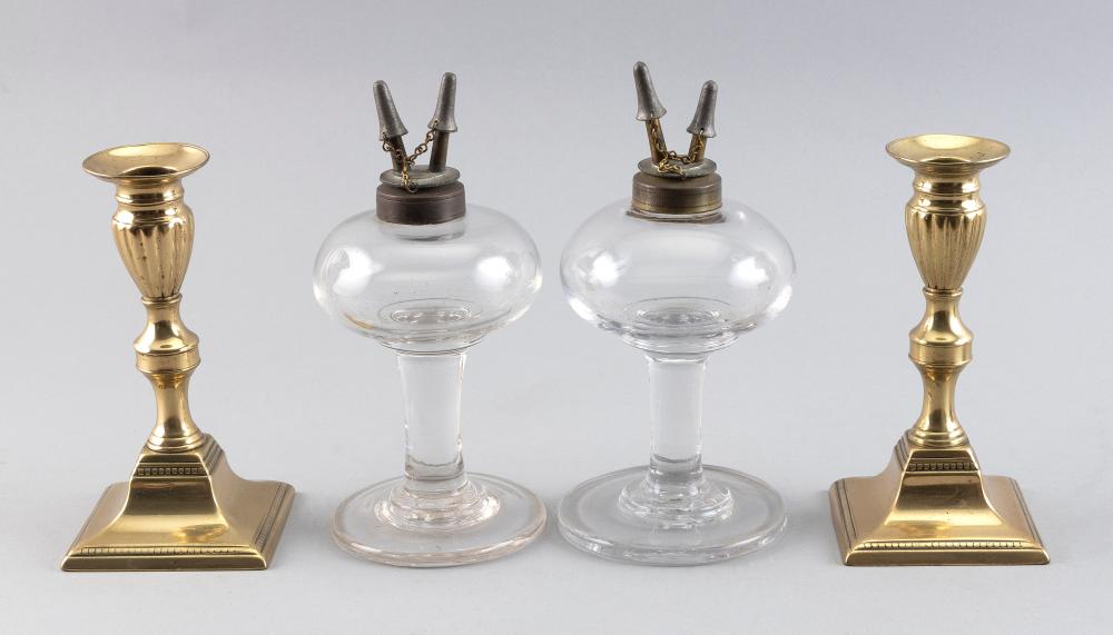 TWO PAIRS OF EARLY LIGHTING DEVICES