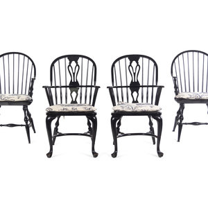 Two Pairs of Ebonized Windsor