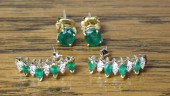 TWO PAIRS OF EMERALD AND GOLD