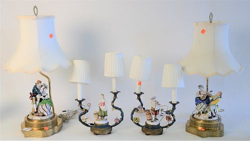 TWO PAIRS OF FIGURAL TABLE LAMPS,