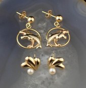 TWO PAIRS OF FOURTEEN KARAT GO