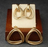 TWO PAIRS OF FOURTEEN KARAT GO