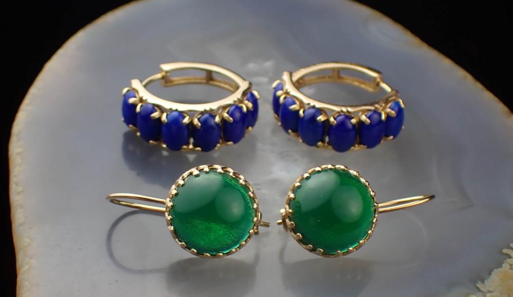 TWO PAIRS OF FOURTEEN KARAT GOLD