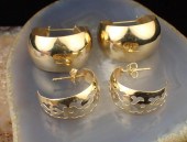 TWO PAIRS OF FOURTEEN KARAT GO