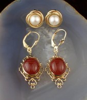 TWO PAIRS OF FOURTEEN KARAT GO