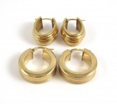 TWO PAIRS OF FOURTEEN KARAT GO
