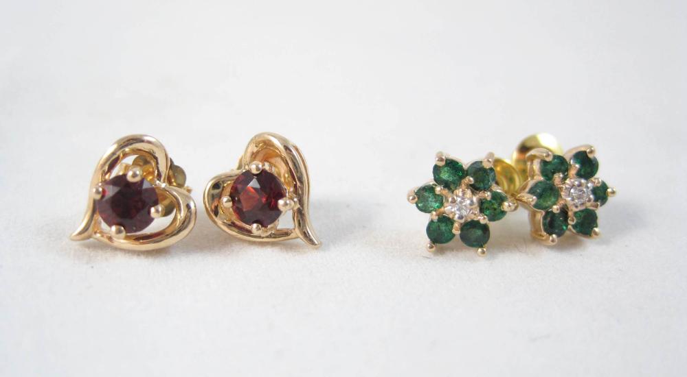 TWO PAIRS OF FOURTEEN KARAT GOLD