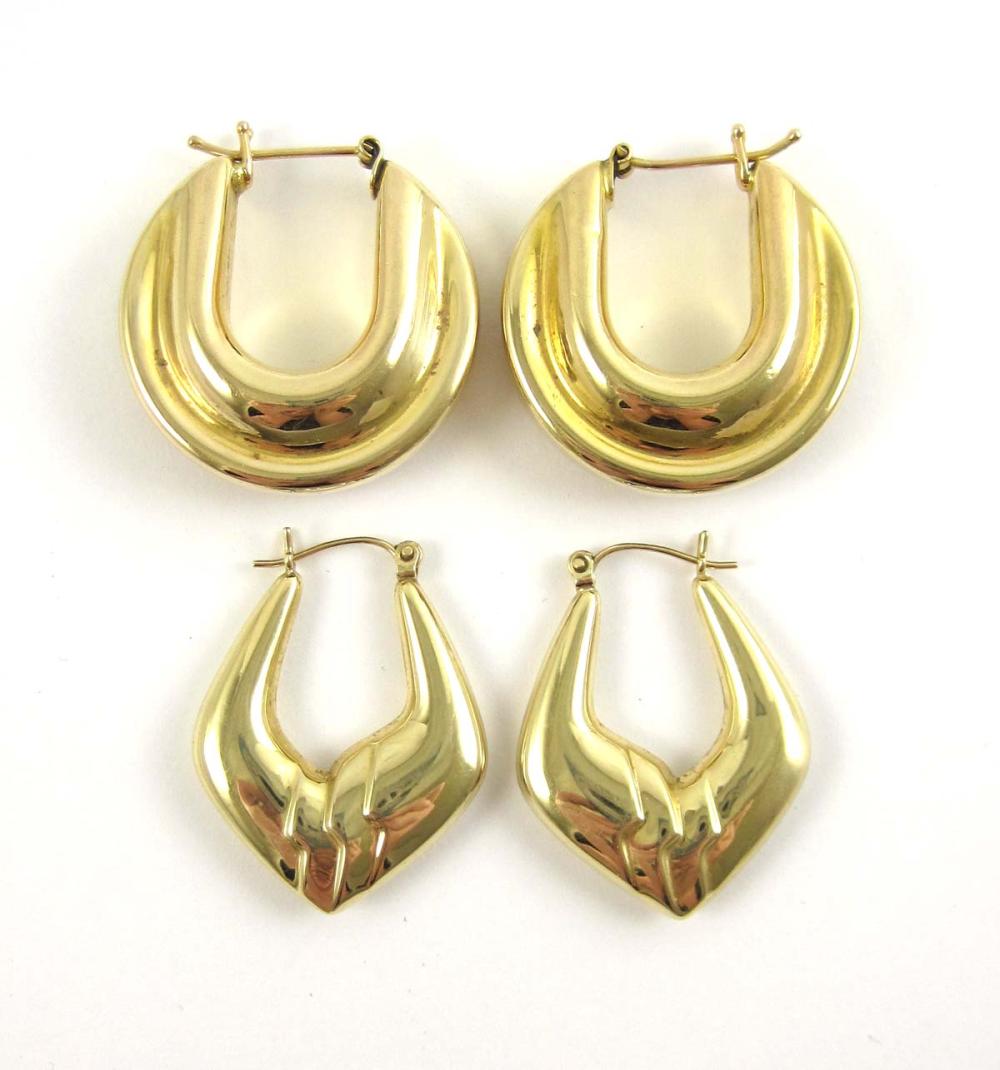 TWO PAIRS OF FOURTEEN KARAT GOLD