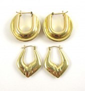 TWO PAIRS OF FOURTEEN KARAT GO