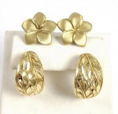 TWO PAIRS OF FOURTEEN KARAT GO