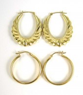 TWO PAIRS OF FOURTEEN KARAT GO