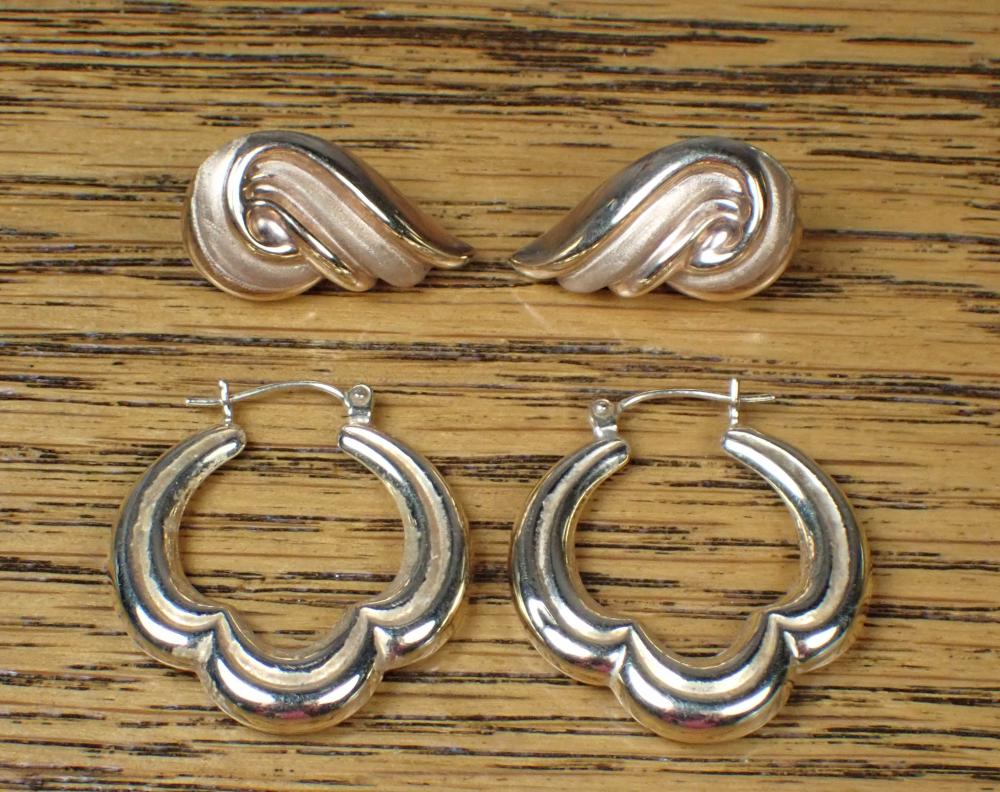 TWO PAIRS OF FOURTEEN KARAT GOLD