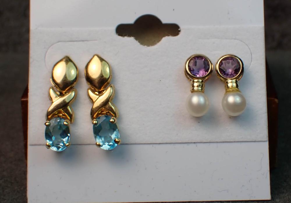 TWO PAIRS OF FOURTEEN KARAT GOLD