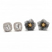 TWO PAIRS OF GEM-SET EARRINGS