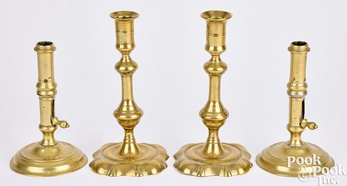 TWO PAIRS OF GEORGE III BRASS