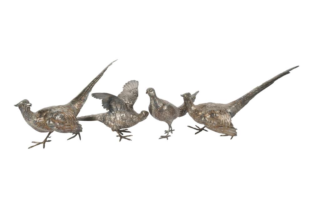 TWO PAIRS OF GERMAN SILVER PHEASANT