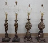 TWO PAIRS OF GILT DECORATED TA