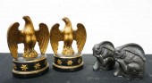TWO PAIRS OF GILT WOOD AND MET