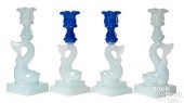 TWO PAIRS OF GLASS DOLPHIN CAN