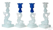 TWO PAIRS OF GLASS DOLPHIN CAN