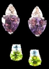 Two Pairs of Gold and Gem Set