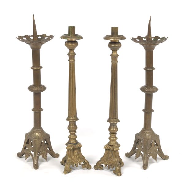 TWO PAIRS OF GOTHIC REVIVAL OF