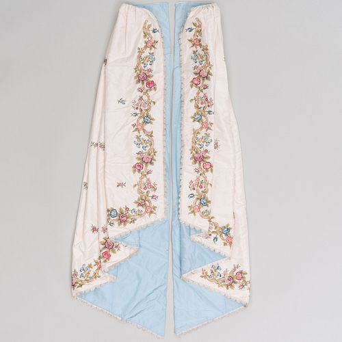 TWO PAIRS OF HAND EMBROIDERED
