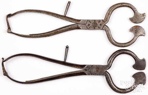TWO PAIRS OF IRON SUGAR NIPPERS,