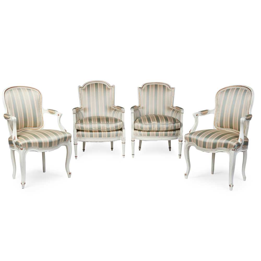 TWO PAIRS OF IVORY PAINTED FRENCH